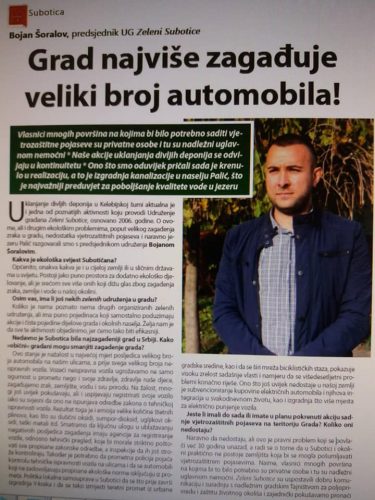 Intervju predsednika UG Zeleni Subotice za nedeljnik Hrvatska Riječ.